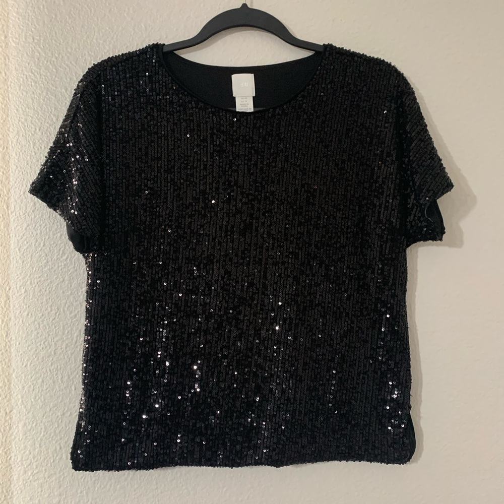 H&M sparkly black top